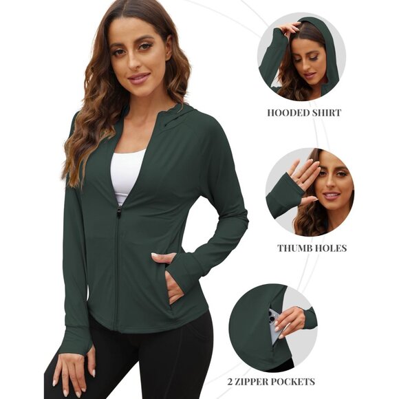 Women's UPF 50+ Sun Protection Hoodie Shirt Lightweight Breathable Active - Picture 4 of 6